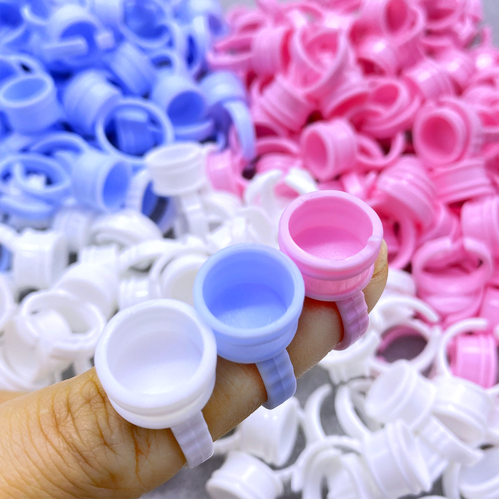 Eyelash Extension Fan - 100Pcs Einweg Kleber Ring Tasse Für
